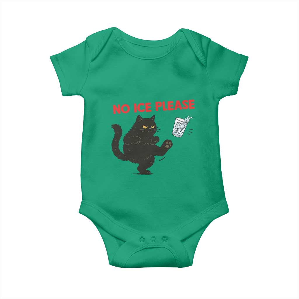 No Ice Please Baby Onesie Funny Black Cat Abolish ICE Meme Protest TS14 Irish Green Print Your Wear