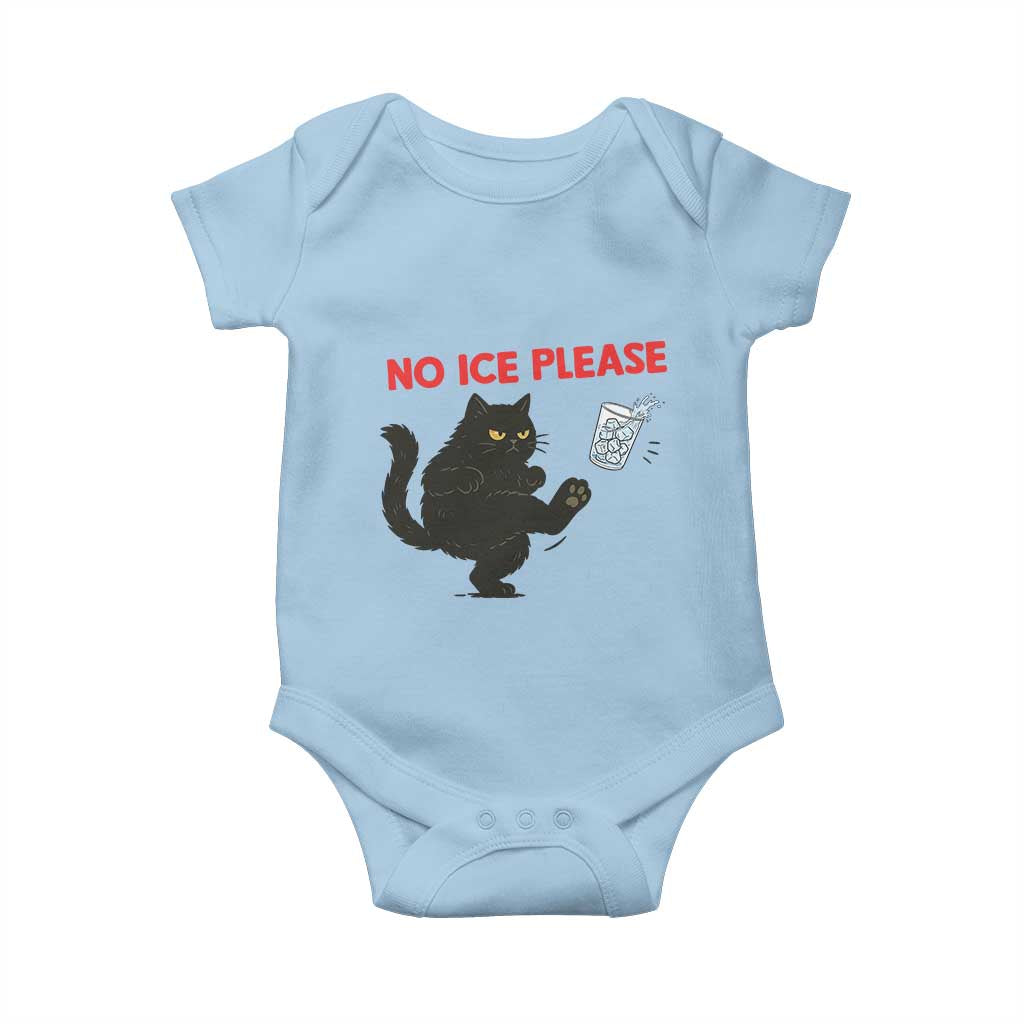 No Ice Please Baby Onesie Funny Black Cat Abolish ICE Meme Protest TS14 Light Blue Print Your Wear