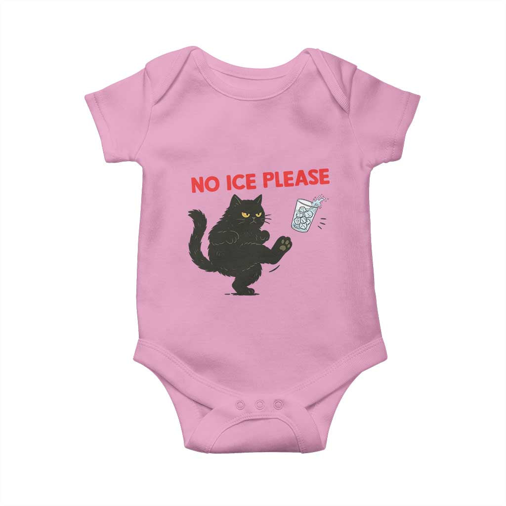 No Ice Please Baby Onesie Funny Black Cat Abolish ICE Meme Protest TS14 Light Pink Print Your Wear