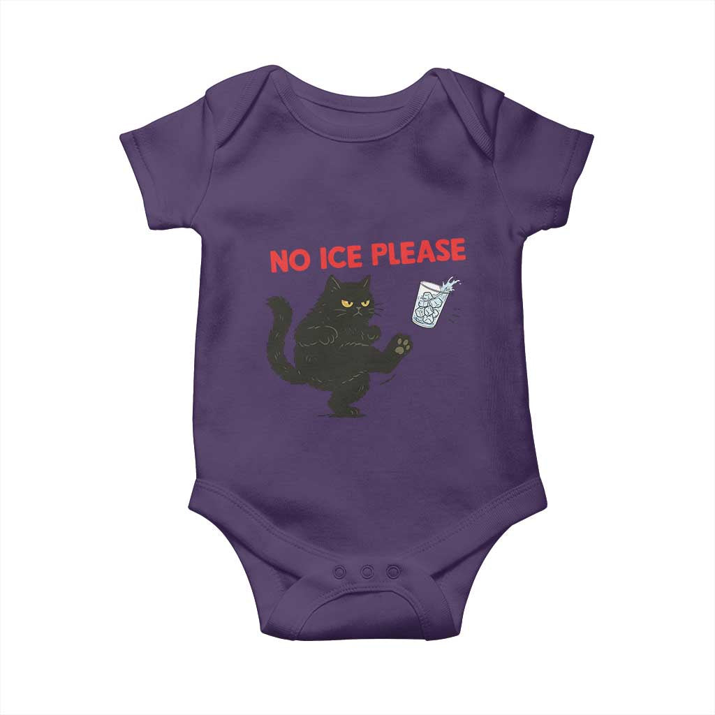 No Ice Please Baby Onesie Funny Black Cat Abolish ICE Meme Protest TS14 Purple Print Your Wear