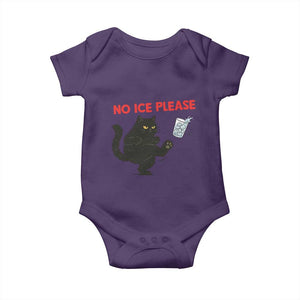 No Ice Please Baby Onesie Funny Black Cat Abolish ICE Meme Protest TS14 Purple Print Your Wear