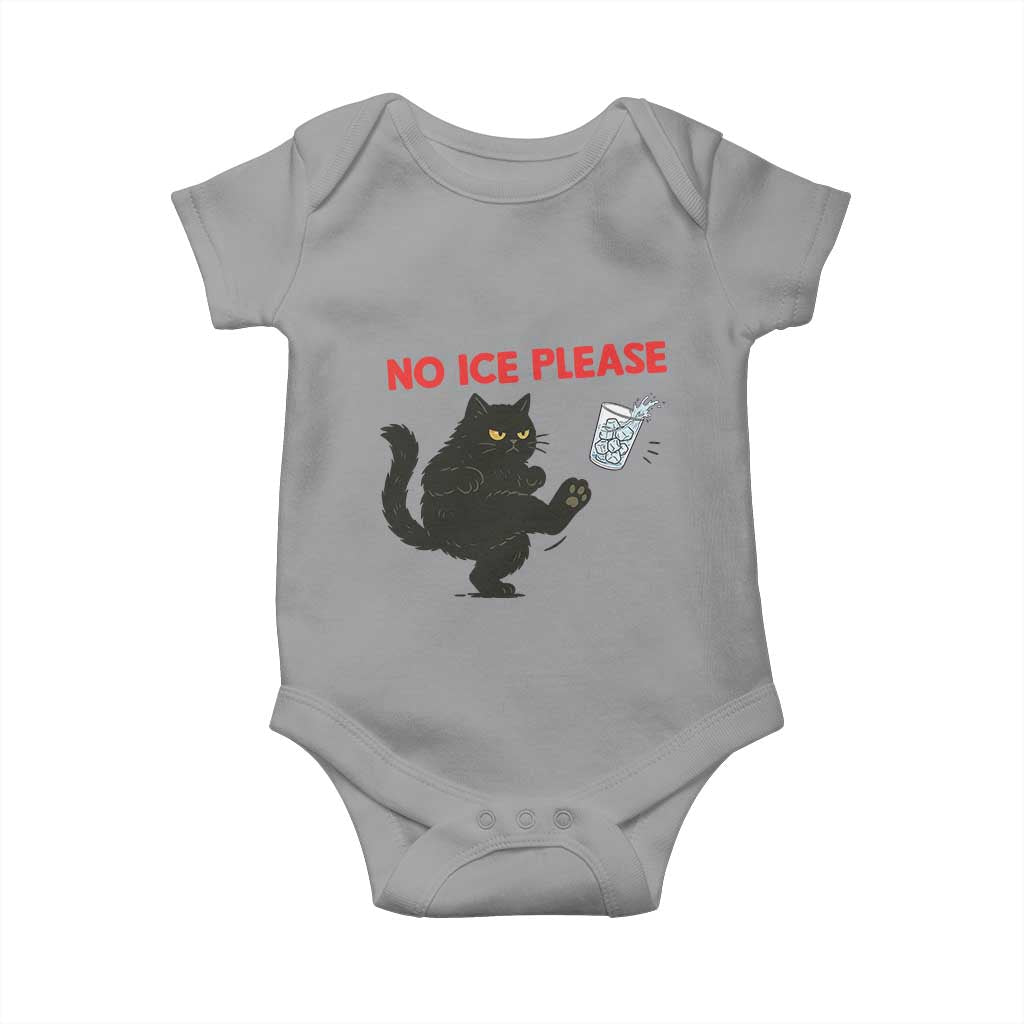 No Ice Please Baby Onesie Funny Black Cat Abolish ICE Meme Protest TS14 Sport Gray Print Your Wear