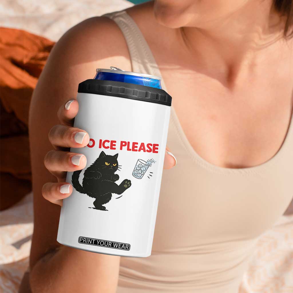 No Ice Please 4 in 1 Can Cooler Tumbler Funny Black Cat Abolish ICE Meme Protest TS14 Print Your Wear