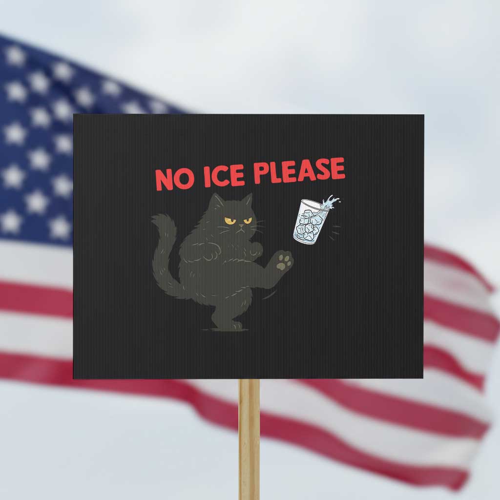 No Ice Please Protest Sign Funny Black Cat Abolish ICE Meme Protest TS14 Horizontal 18