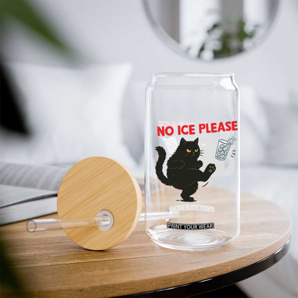 No Ice Please Glass Can Funny Black Cat Abolish ICE Meme Protest TS14 Print Your Wear