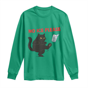 No Ice Please Long Sleeve Shirt Funny Black Cat Abolish ICE Meme Protest TS14 Irish Green Print Your Wear