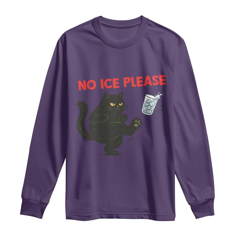 No Ice Please Long Sleeve Shirt Funny Black Cat Abolish ICE Meme Protest TS14 Purple Print Your Wear