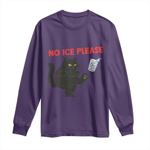 No Ice Please Long Sleeve Shirt Funny Black Cat Abolish ICE Meme Protest TS14 Purple Print Your Wear