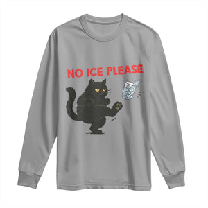 No Ice Please Long Sleeve Shirt Funny Black Cat Abolish ICE Meme Protest TS14 Sport Gray Print Your Wear
