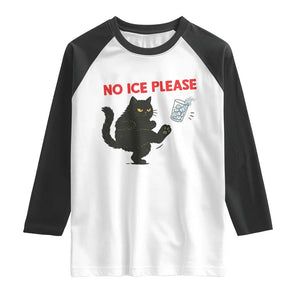 No Ice Please Raglan Shirt Funny Black Cat Abolish ICE Meme Protest TS14 White Black Print Your Wear