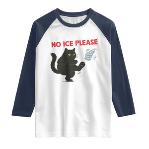 No Ice Please Raglan Shirt Funny Black Cat Abolish ICE Meme Protest TS14 White Navy Print Your Wear