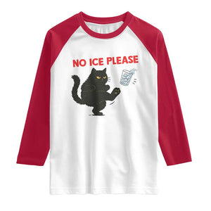 No Ice Please Raglan Shirt Funny Black Cat Abolish ICE Meme Protest TS14 White Red Print Your Wear