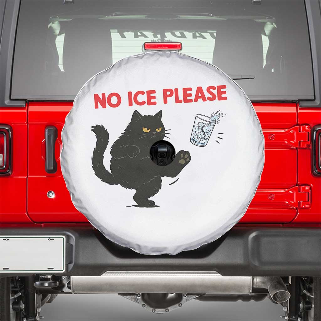 No Ice Please Spare Tire Cover Funny Black Cat Abolish ICE Meme Protest TS14 White Print Your Wear