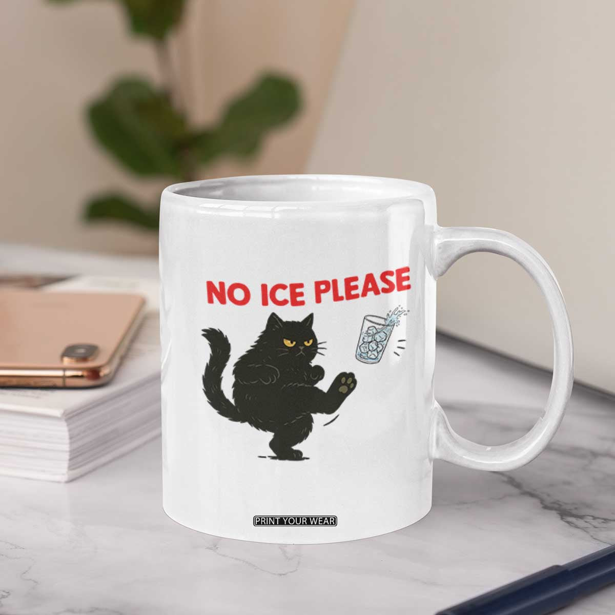 No Ice Please Coffee Mug Funny Black Cat Abolish ICE Meme Protest TS14 Print Your Wear