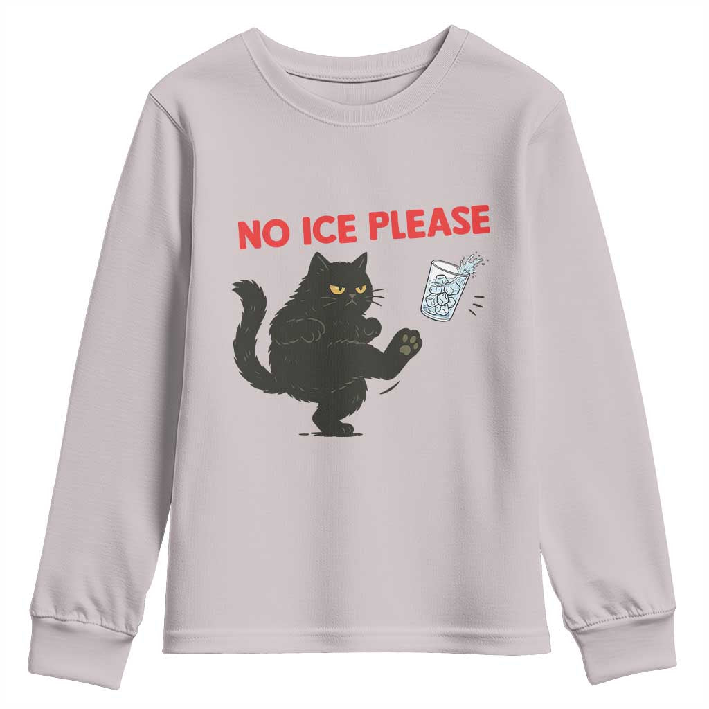 No Ice Please Youth Sweatshirt Funny Black Cat Abolish ICE Meme Protest TS14 Ice Gray Print Your Wear