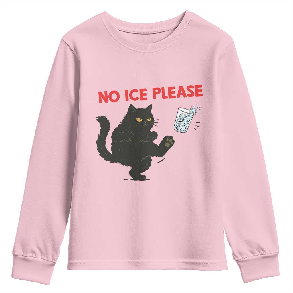 No Ice Please Youth Sweatshirt Funny Black Cat Abolish ICE Meme Protest TS14 Light Pink Print Your Wear
