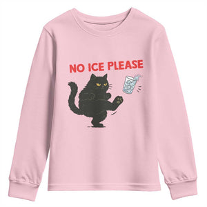 No Ice Please Youth Sweatshirt Funny Black Cat Abolish ICE Meme Protest TS14 Light Pink Print Your Wear