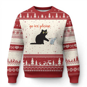 No Ice Please Ugly Christmas Sweater Funny Cat Abolish ICE Meme Protest TS14 Beige Red Print Your Wear