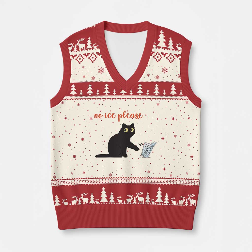 No Ice Please V-Neck Knit Sweater Vest Funny Cat Abolish ICE Meme Protest TS14 Beige Red Print Your Wear