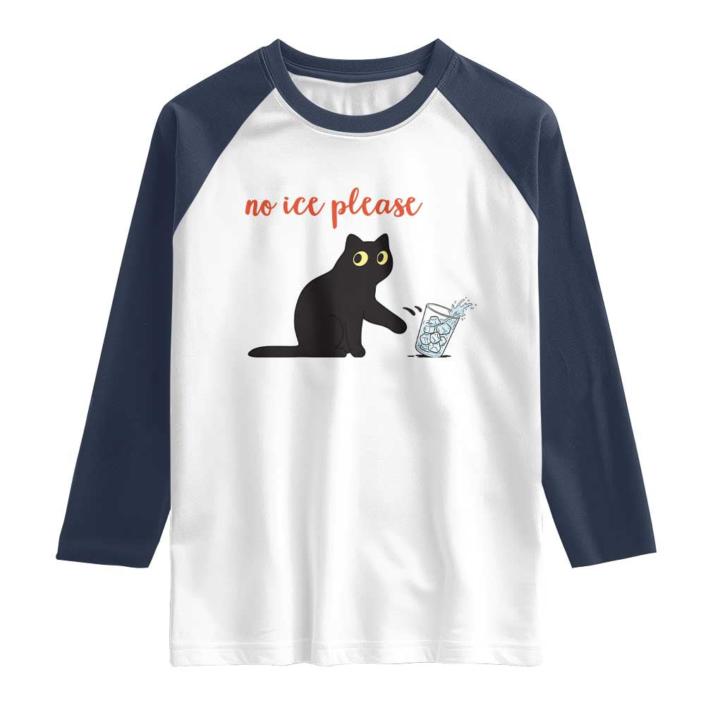 No Ice Please Raglan Shirt Funny Cat Abolish ICE Meme Protest TS14 White Navy Print Your Wear