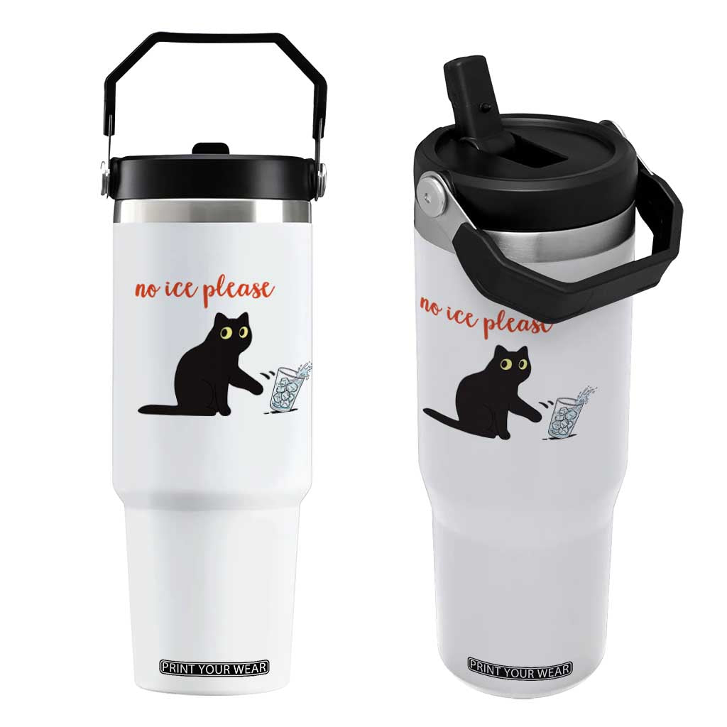 No Ice Please Flip Straw Tumbler Funny Cat Abolish ICE Meme Protest TS14 One Size: 30 oz White Print Your Wear