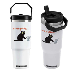 No Ice Please Flip Straw Tumbler Funny Cat Abolish ICE Meme Protest TS14 One Size: 30 oz White Print Your Wear