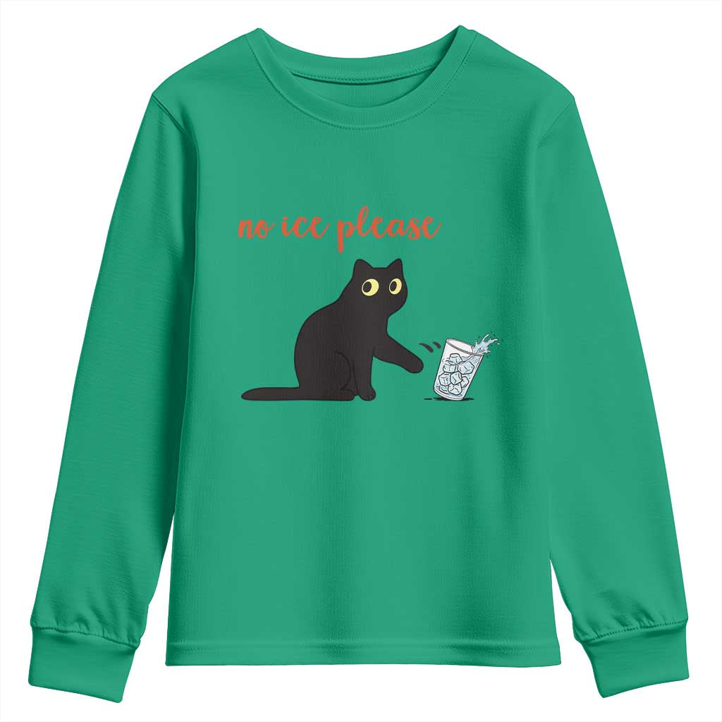 No Ice Please Youth Sweatshirt Funny Cat Abolish ICE Meme Protest TS14 Irish Green Print Your Wear