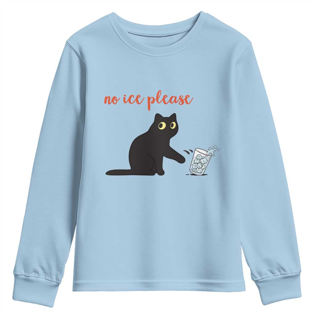 No Ice Please Youth Sweatshirt Funny Cat Abolish ICE Meme Protest TS14 Light Blue Print Your Wear