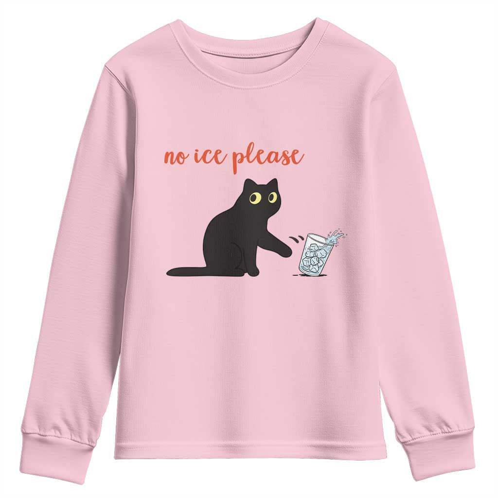 No Ice Please Youth Sweatshirt Funny Cat Abolish ICE Meme Protest TS14 Light Pink Print Your Wear