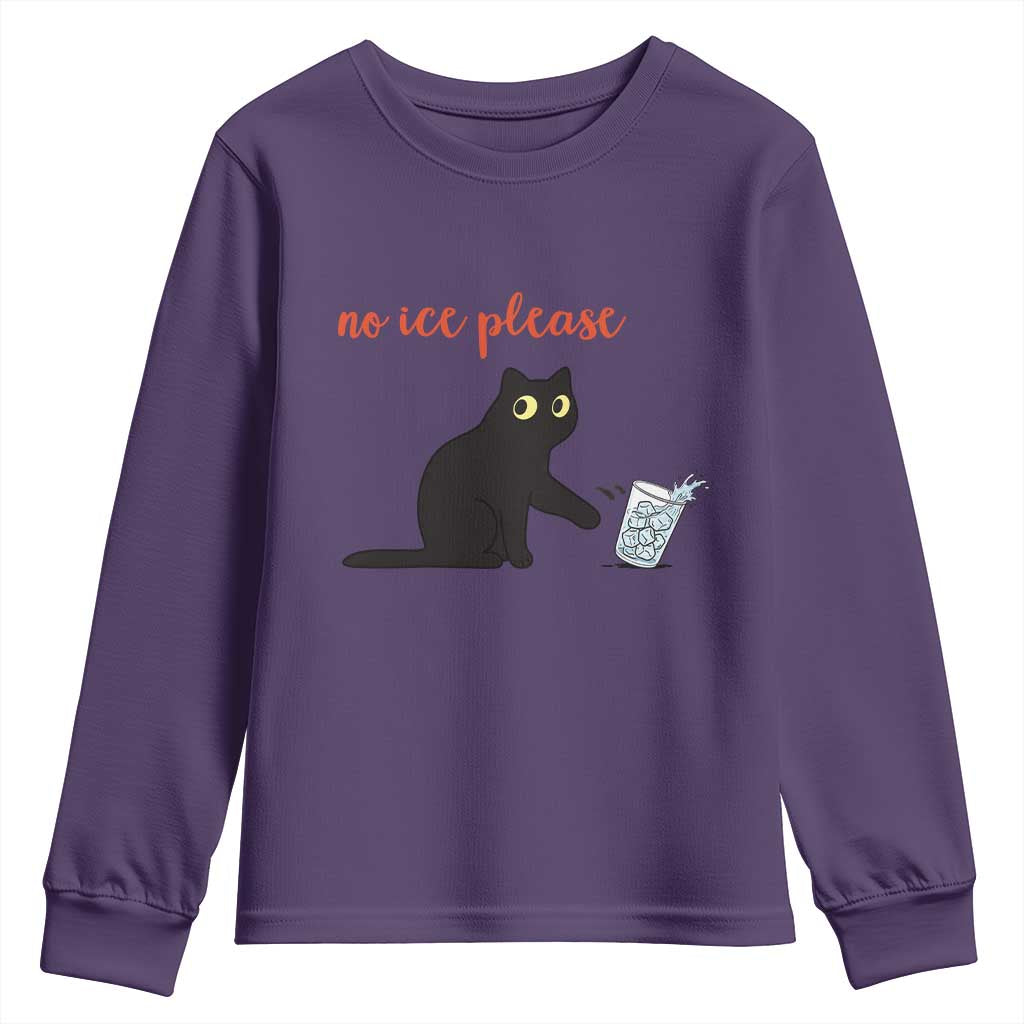 No Ice Please Youth Sweatshirt Funny Cat Abolish ICE Meme Protest TS14 Purple Print Your Wear