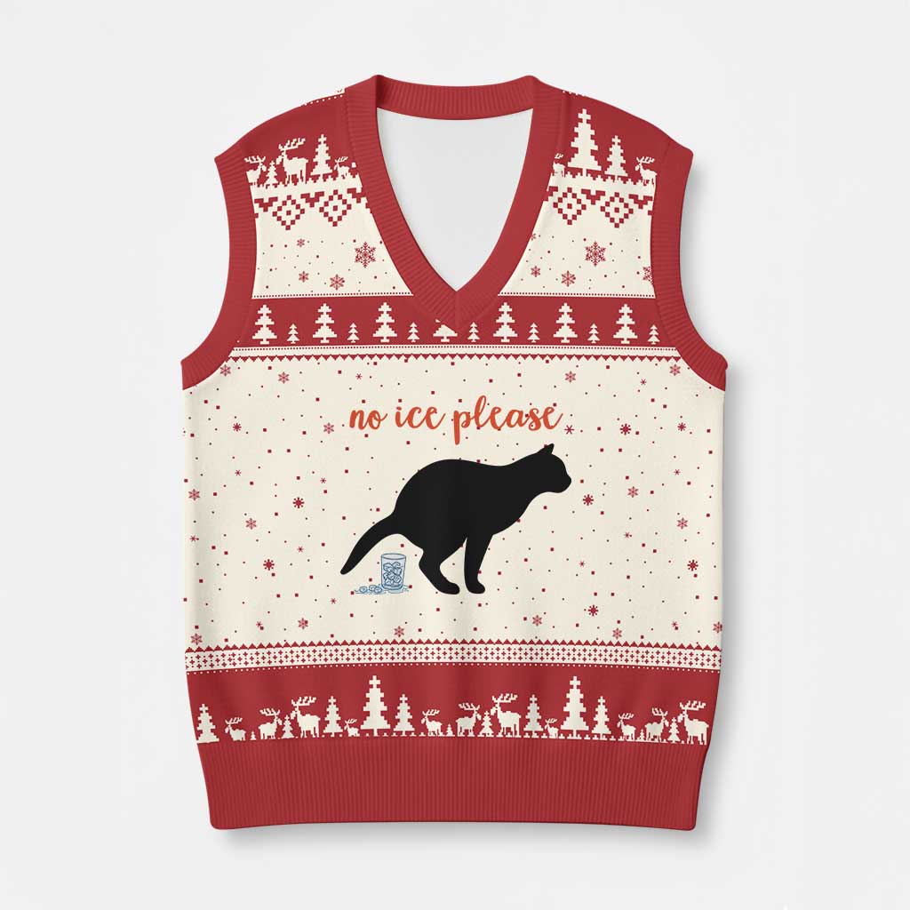 No Ice Please V-Neck Knit Sweater Vest Funny Cat Abolish ICE Meme TS14 Beige Red Print Your Wear