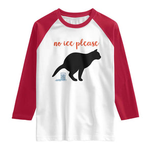 No Ice Please Raglan Shirt Funny Cat Abolish ICE Meme TS14 White Red Print Your Wear