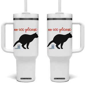 No Ice Please Tumbler With Handle Funny Cat Abolish ICE Meme TS14 One Size: 40 oz White Print Your Wear