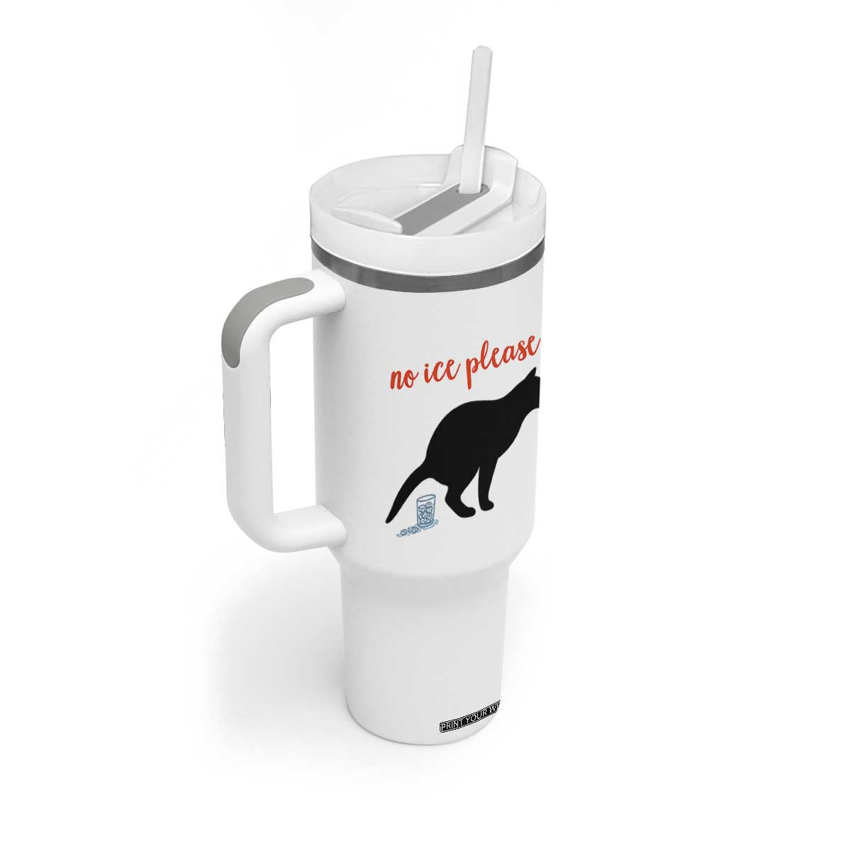 No Ice Please Tumbler With Handle Funny Cat Abolish ICE Meme TS14 Print Your Wear