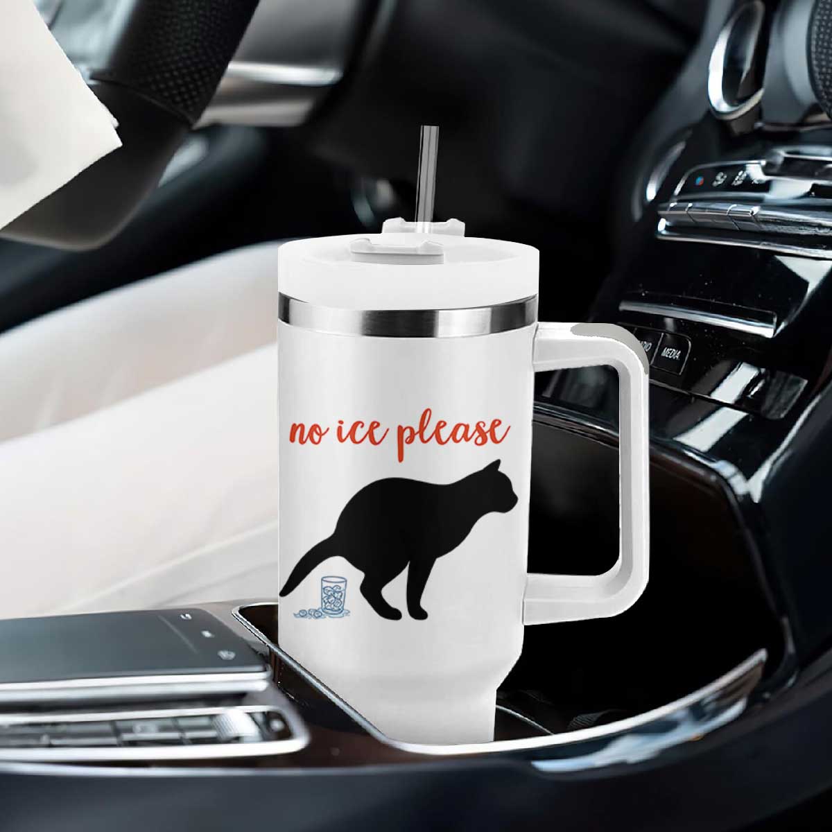 No Ice Please Tumbler With Handle Funny Cat Abolish ICE Meme TS14 Print Your Wear
