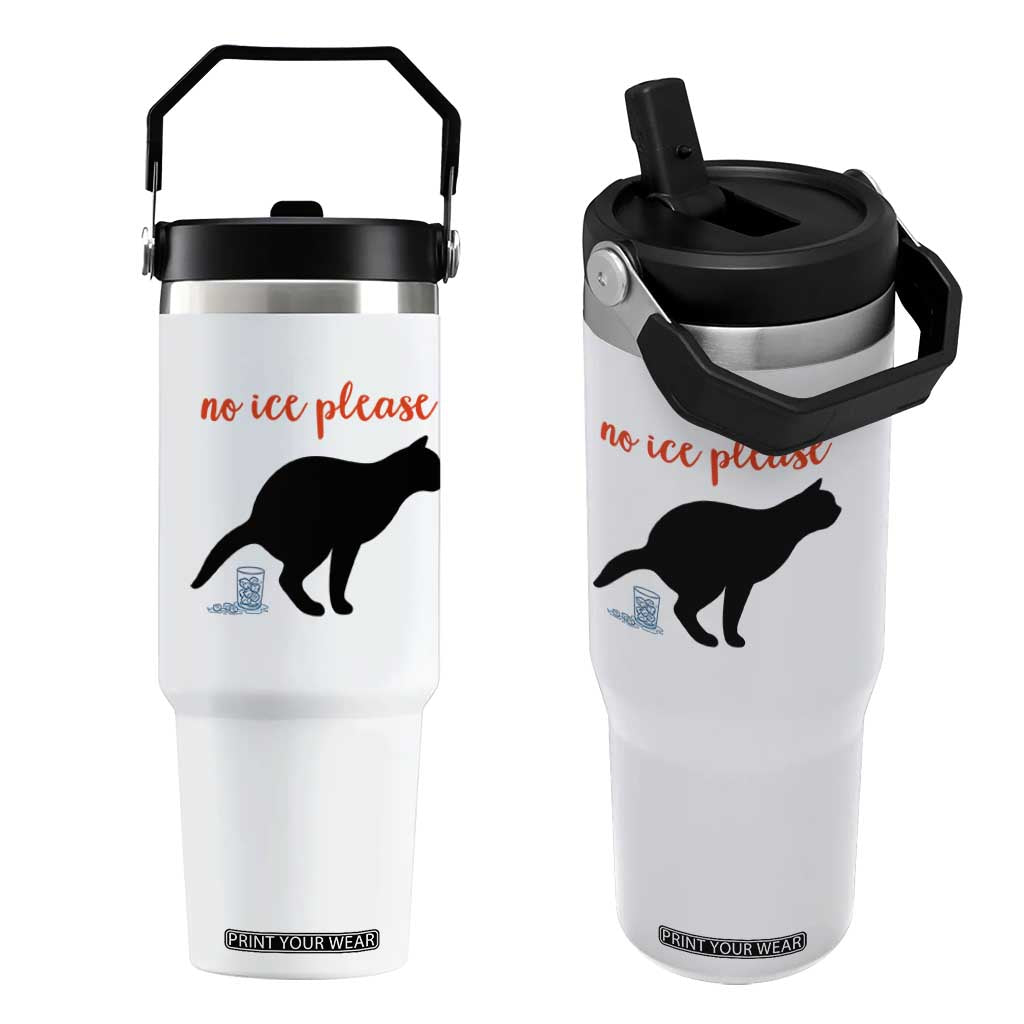 No Ice Please Flip Straw Tumbler Funny Cat Abolish ICE Meme TS14 One Size: 30 oz White Print Your Wear