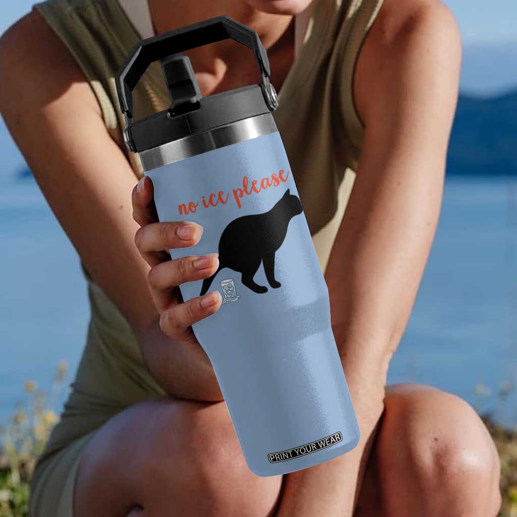 No Ice Please Flip Straw Tumbler Funny Cat Abolish ICE Meme TS14 One Size: 30 oz Light Blue Print Your Wear