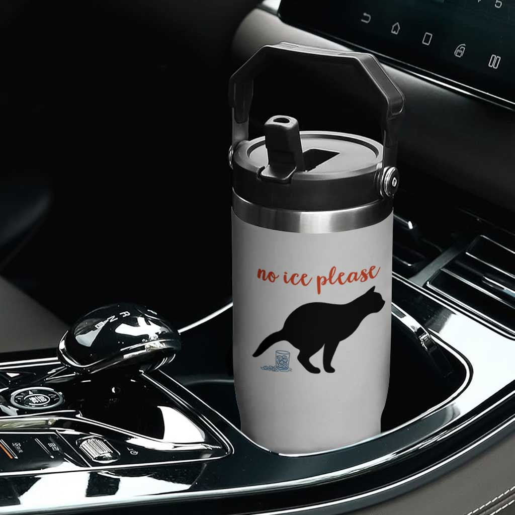 No Ice Please Flip Straw Tumbler Funny Cat Abolish ICE Meme TS14 Print Your Wear