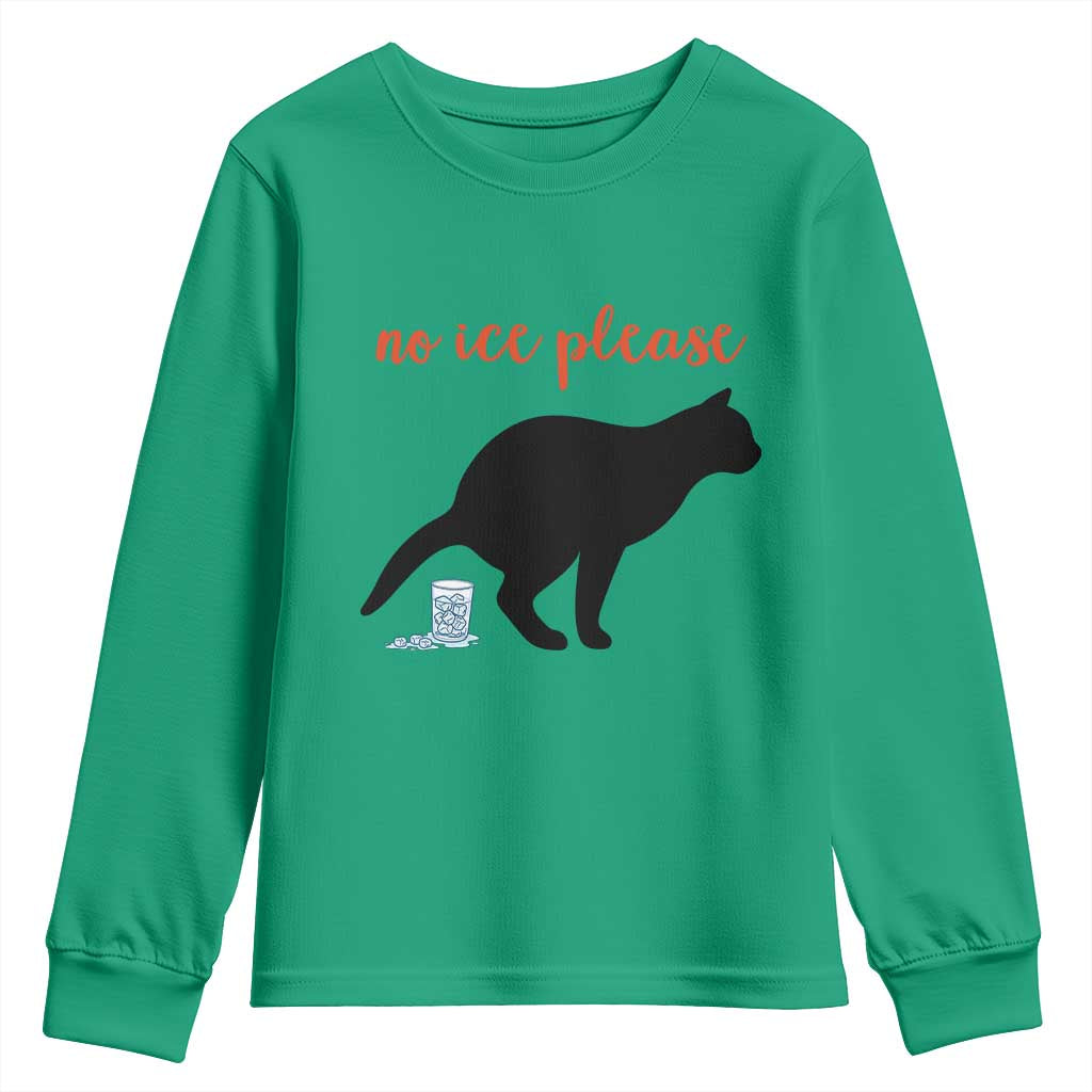 No Ice Please Youth Sweatshirt Funny Cat Abolish ICE Meme TS14 Irish Green Print Your Wear