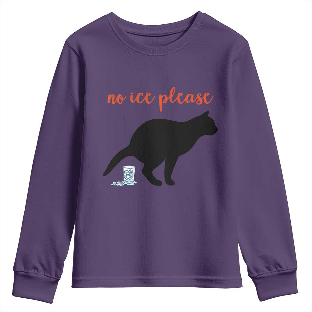 No Ice Please Youth Sweatshirt Funny Cat Abolish ICE Meme TS14 Purple Print Your Wear