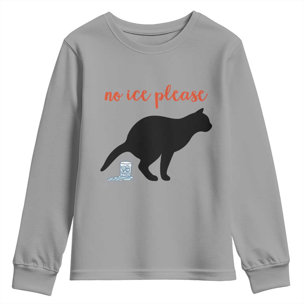 No Ice Please Youth Sweatshirt Funny Cat Abolish ICE Meme TS14 Sport Gray Print Your Wear