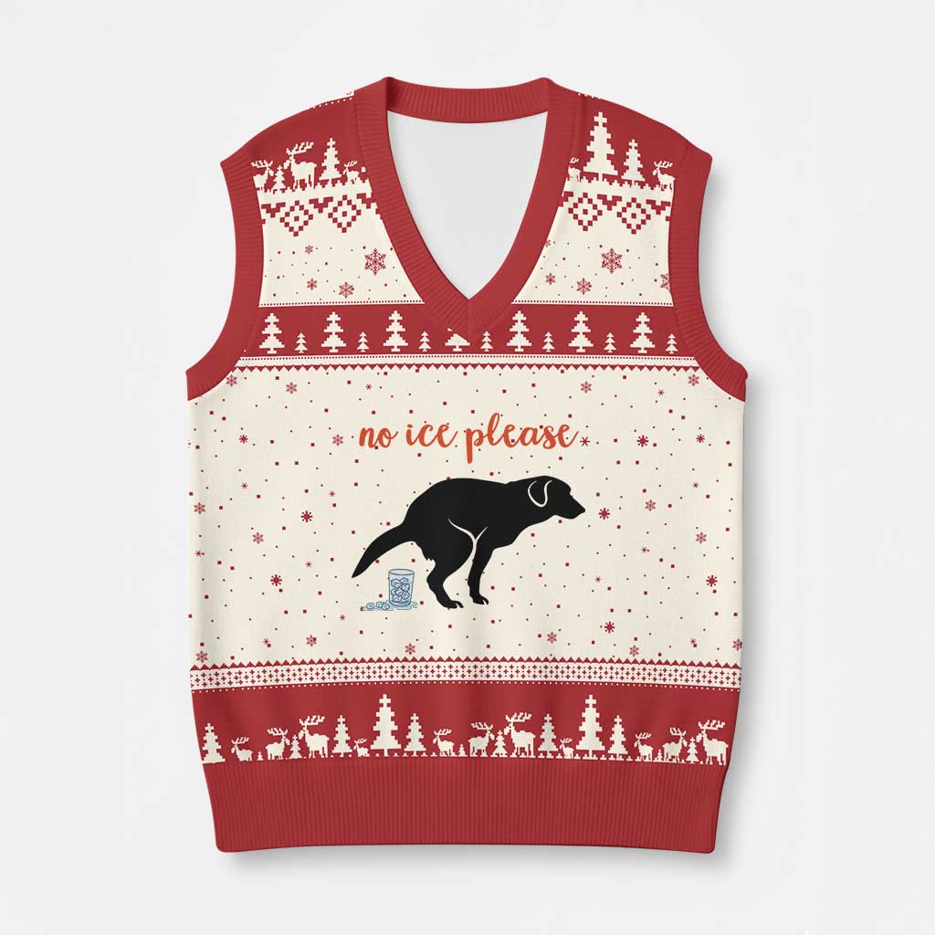 No Ice Please V-Neck Knit Sweater Vest Funny Dog Anti ICE Meme TS14 Beige Red Print Your Wear