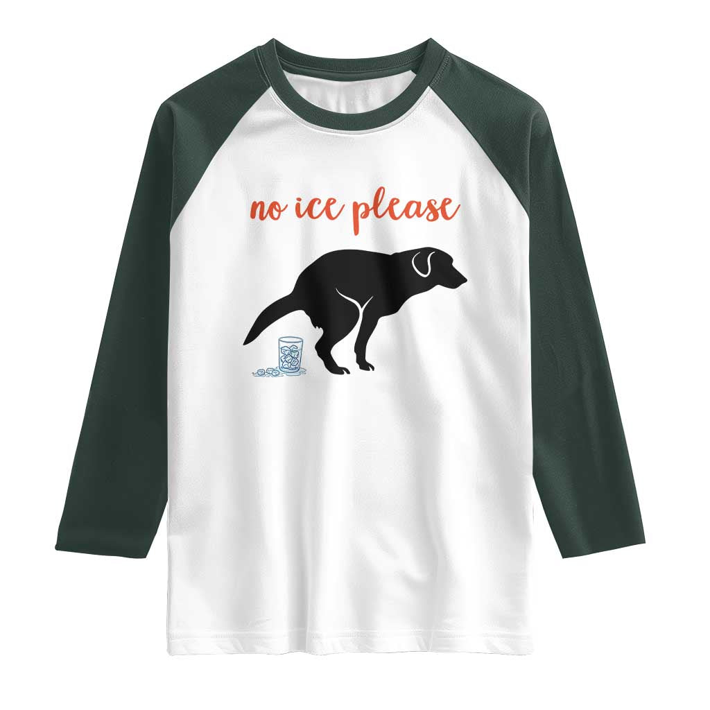 No Ice Please Raglan Shirt Funny Dog Anti ICE Meme TS14 White Dark Forest Green Print Your Wear