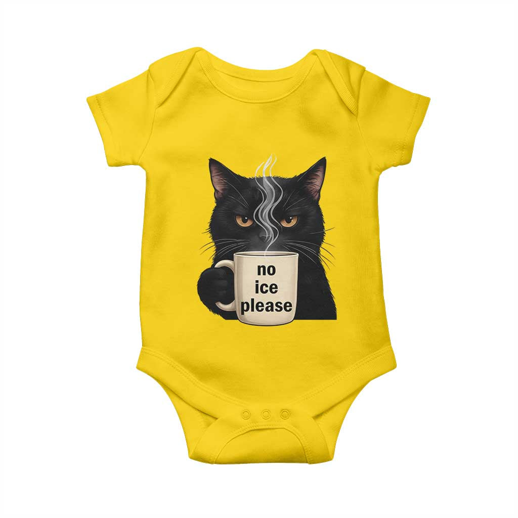 No Ice Please Baby Onesie Funny Black Cat Anti ICE Meme TS14 Daisy Print Your Wear