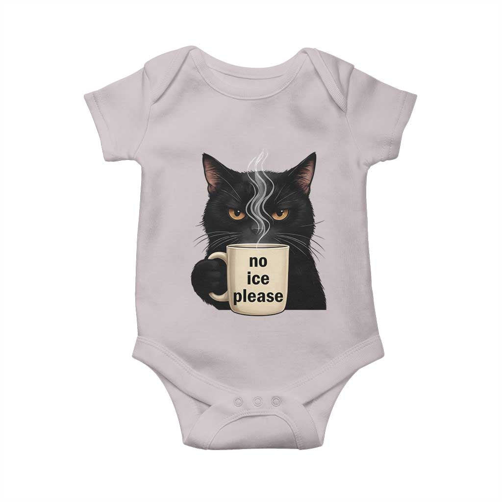 No Ice Please Baby Onesie Funny Black Cat Anti ICE Meme TS14 Ice Gray Print Your Wear