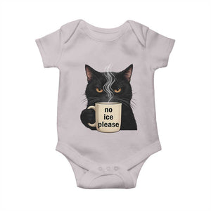 No Ice Please Baby Onesie Funny Black Cat Anti ICE Meme TS14 Ice Gray Print Your Wear