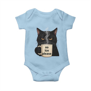 No Ice Please Baby Onesie Funny Black Cat Anti ICE Meme TS14 Light Blue Print Your Wear