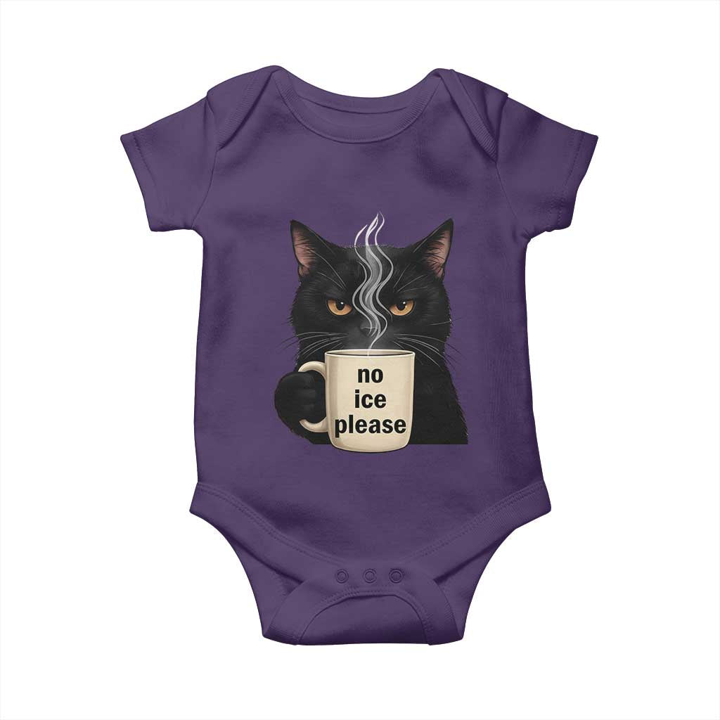 No Ice Please Baby Onesie Funny Black Cat Anti ICE Meme TS14 Purple Print Your Wear