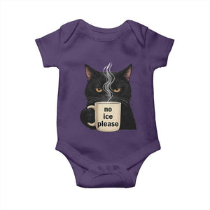 No Ice Please Baby Onesie Funny Black Cat Anti ICE Meme TS14 Purple Print Your Wear