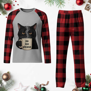 No Ice Please Plaid Pajama Set Funny Black Cat Anti ICE Meme TS14 Buffalo Plaid Print Your Wear